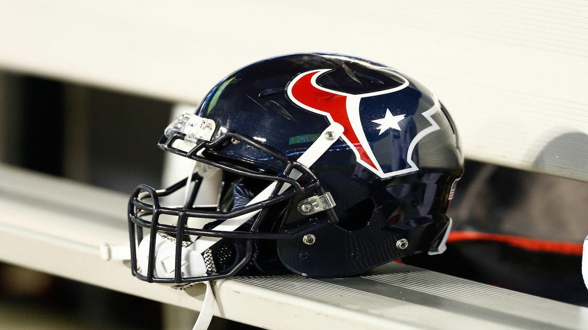 <p>Aug 9, 2017; Charlotte, NC, USA; A Houston Texans helmet lays on the bench during the game against the Carolina Panthers at Bank of America Stadium.</p>
