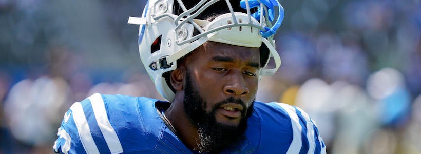 <p>Sep 8, 2019; Carson, CA, USA; Indianapolis Colts outside linebacker Darius Leonard (53) on the field during warm ups prior to the game against the Los Angeles Chargers at Dignity Health Sports Park.</p>