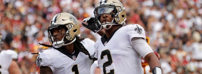 <p>Marquez Callaway (1) and Jameis Winston (2), New Orleans Saints</p>