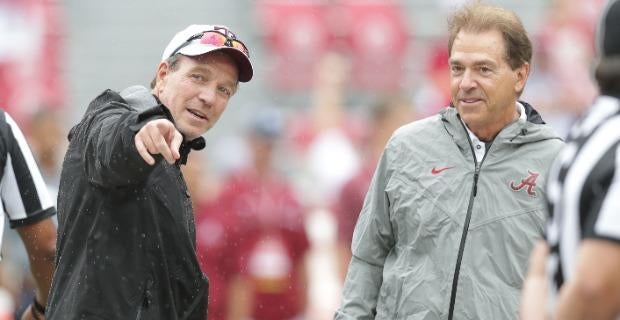 Nick Saban (Alabama) opens 16-point favorite vs. Jimbo Fisher (Texas A&M) for now can't-miss October 8 SEC matchup