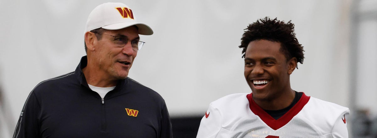 <p>Ron Rivera Jahan Dotson Washington Commanders</p>