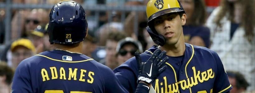 <p>Christian Yelich and Willy Adames, Brewers</p>