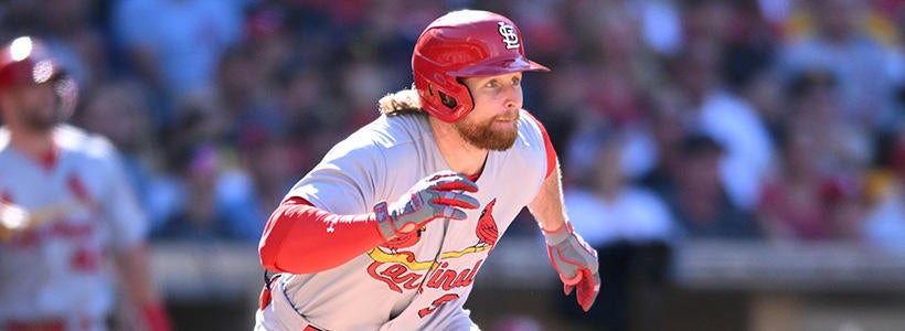<p>Sep 22, 2022; San Diego, California, USA; St. Louis Cardinals second baseman Brendan Donovan (33) watches his grand slam home run against the San Diego Padres during the seventh inning at Petco Park.</p>