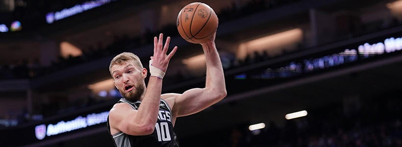 <p>Jan 7, 2023; Sacramento, California, USA; Sacramento Kings forward Domantas Sabonis (10) holds onto a rebound against the Los Angeles Lakers in the third quarter at the Golden 1 Center.</p>