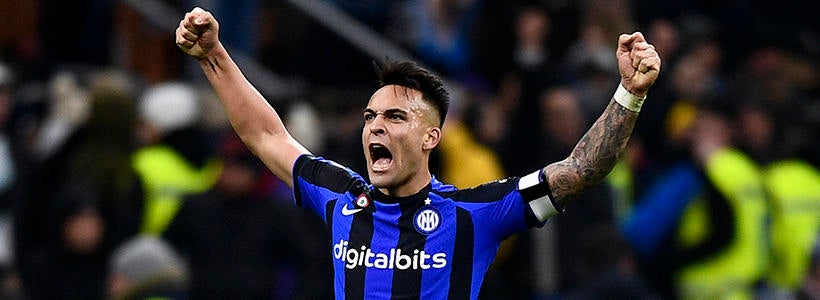 <p>STADIO GIUSEPPE MEAZZA, MILAN, ITALY - 2023/02/05: Lautaro Martinez of FC Internazionale celebrates the victory at the end of the Serie A football match between FC Internazionale and AC Milan. FC Internazionale won 1-0 over AC Milan. (Photo by Nicolò Campo/LightRocket via Getty Images)</p>
