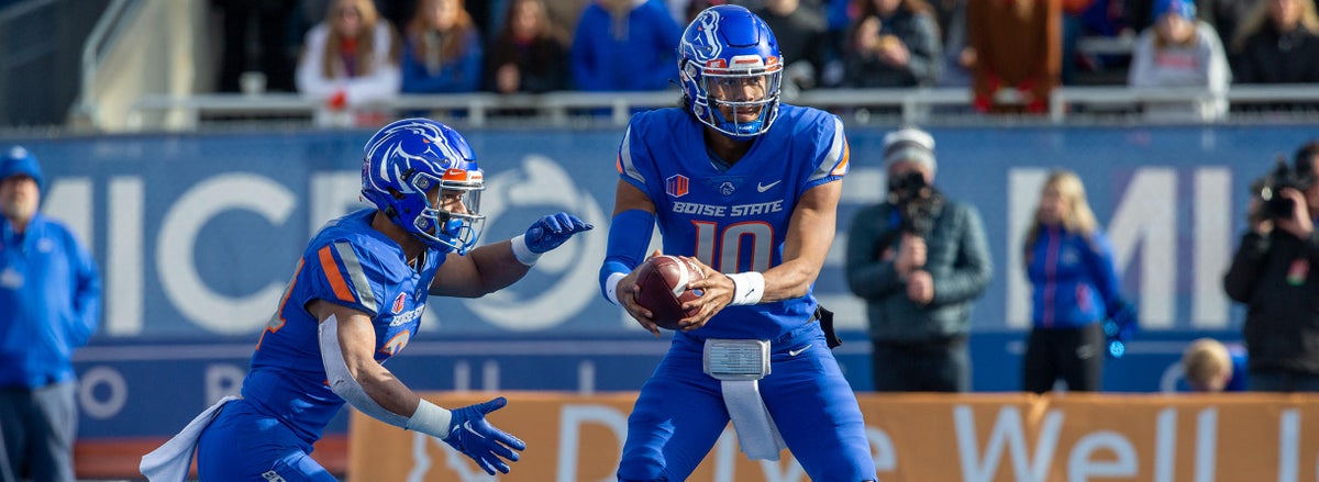 <p>Taylen Green and George Holani, Boise State</p>