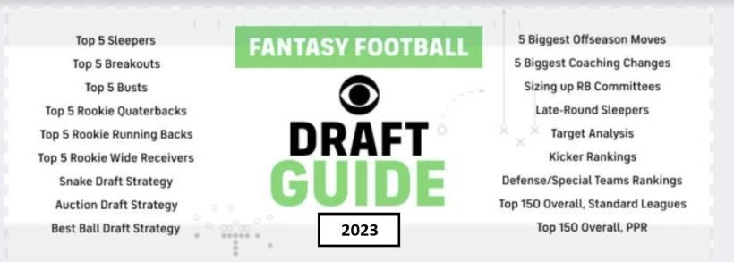 SportsLine's 2023 Fantasy Football Draft Bible Rankings, sleepers