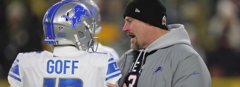 <p>Coach Dan Campbell and QB Jared Goff, Lions</p>