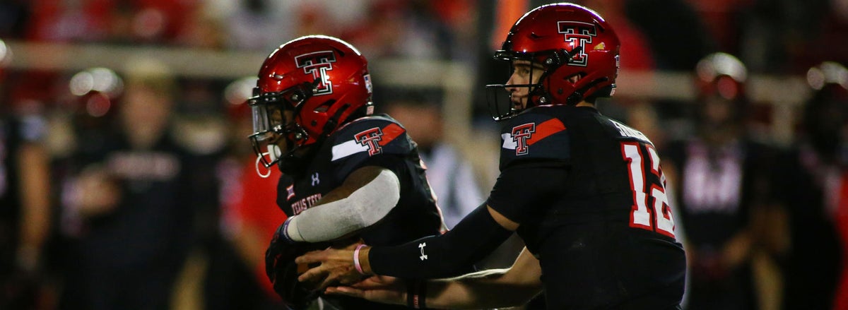 <p>Tahj Brooks and Tyler Shough, Texas Tech Red Raiders</p>