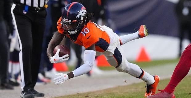 Jerry Jeudy 2023 NFL season props, odds: Denver Broncos receiver's Week 1  status in jeopardy after being carted off at practice with hamstring injury  