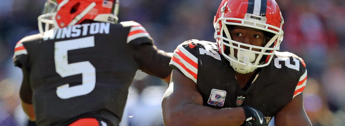 <p>Nick Chubb and Jameis Winston, Cleveland Browns</p>