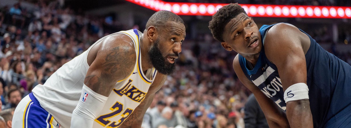 <p>LeBron James, Los Angeles Lakers and Anthony Edwards, Minnesota Timberwolves</p>