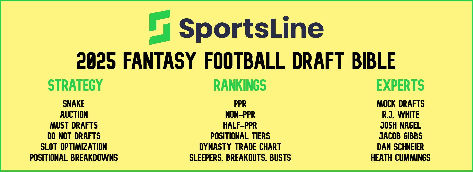 SportsLine's 2025 Fantasy Football Draft Bible: Rankings, sleepers, breakouts, busts and more