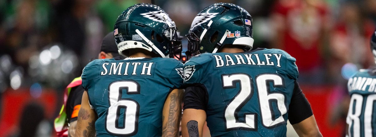 <p>Saquon Barkley and DeVonta Smith, Philadelphia Eagles</p>