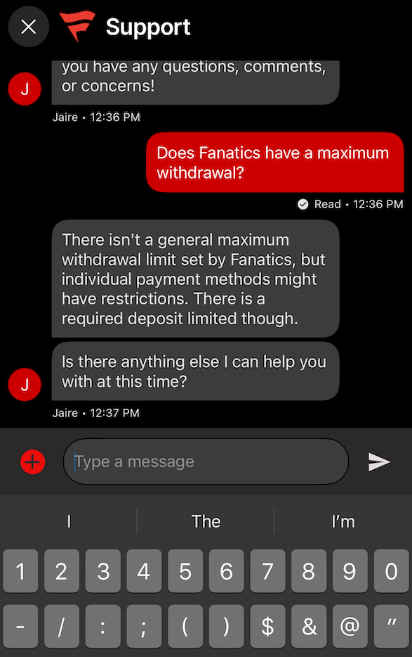 Fanatics Casino support chat