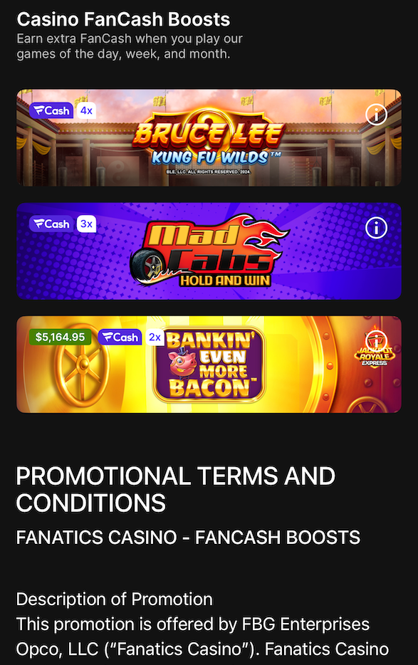 Fanatics Casino Fan cash boosts