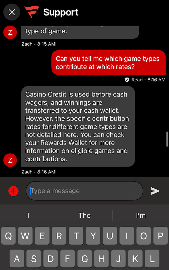 Support questions Fanatics Casino