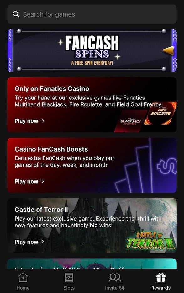 Fanatics Casino FanCash spins