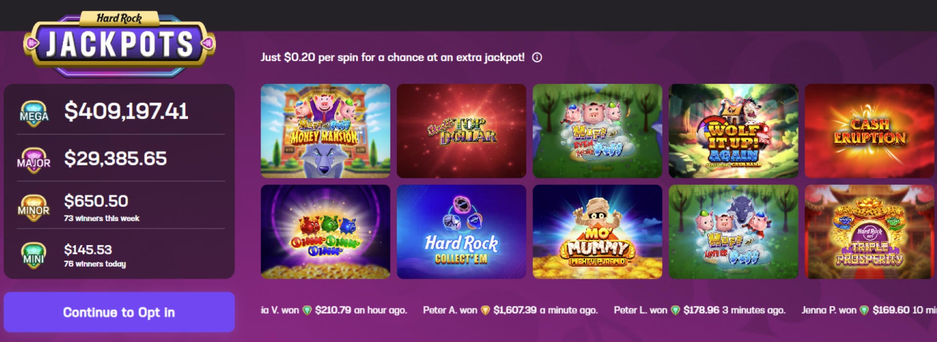 Claim Hard Rock Bet Casino bonus of up to $1,000 in lossback casino credits + 200 bonus spins, play jackpot slots