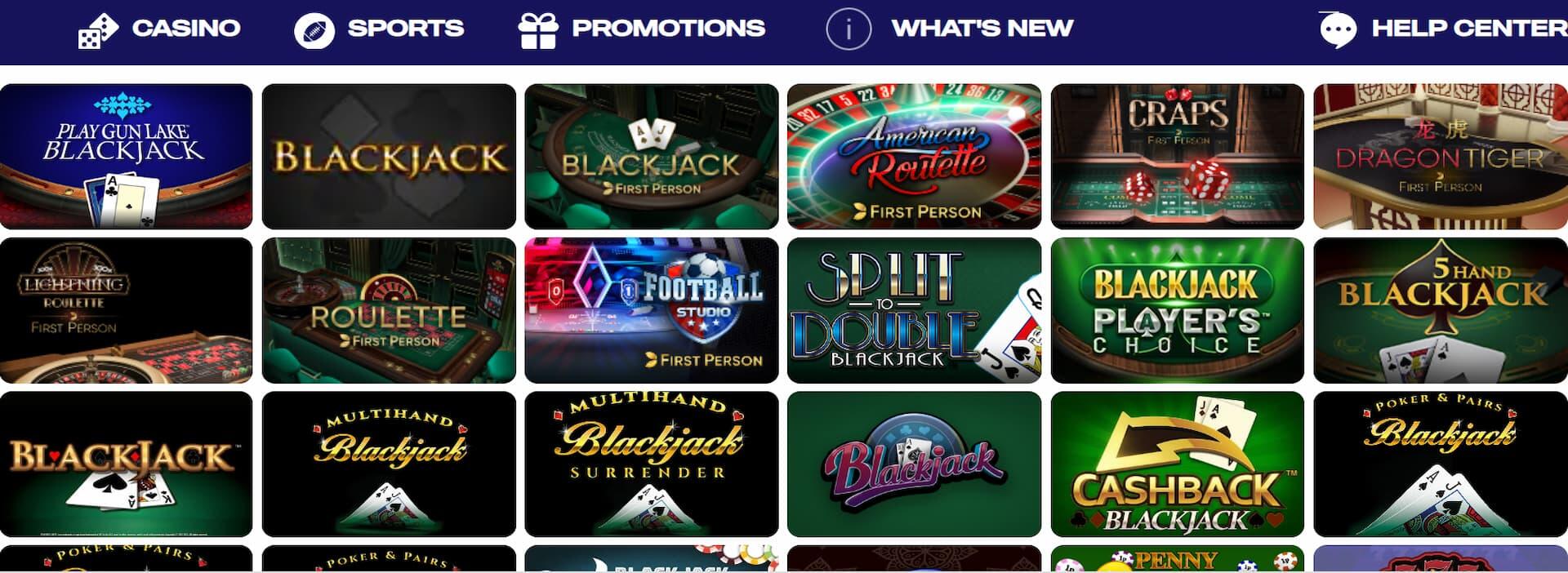 Best Play Gun Lake blackjack game to play with promo code SLINECAS