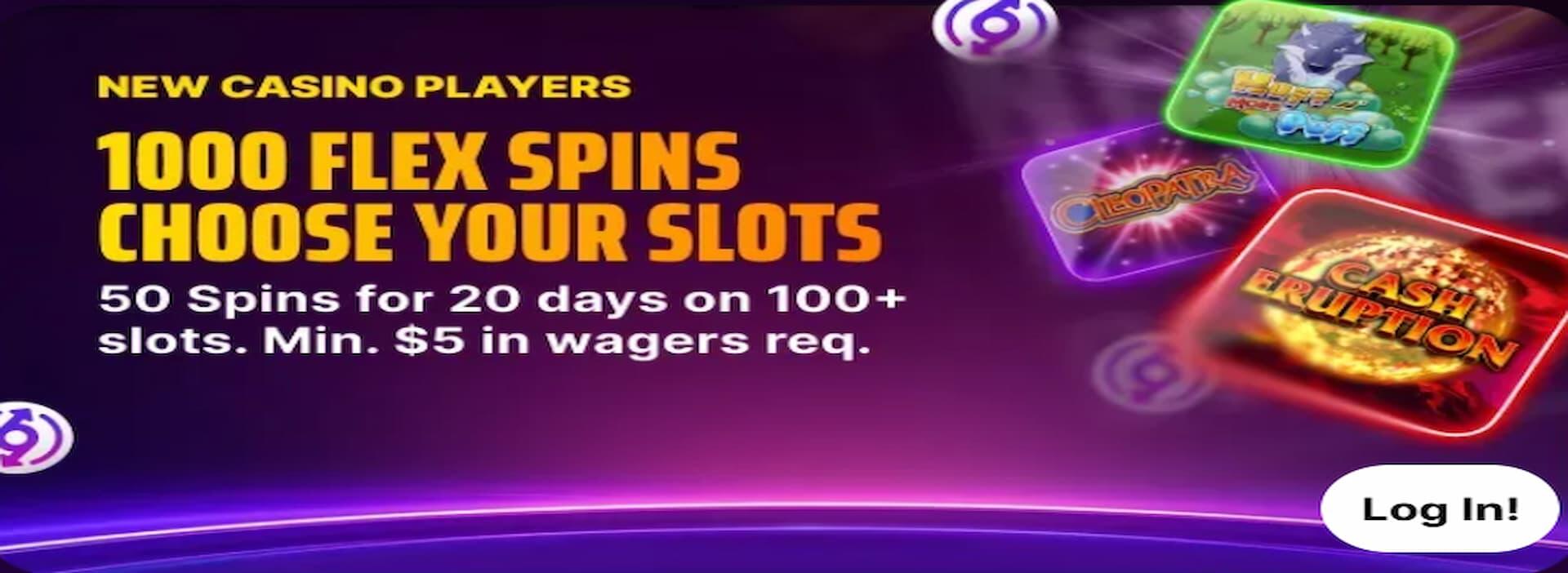 New DK Casino players: Get 1,000 Flex Spins including 500 Lightning Link Spins (50 spins for 20 days)