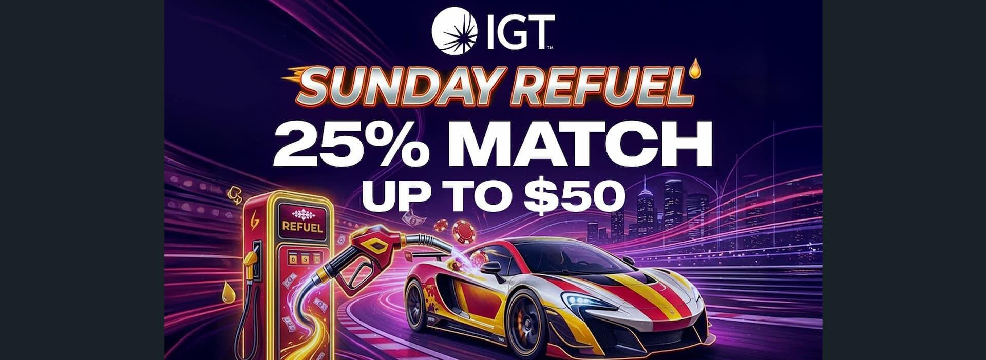 Play Gun Lake Casino offering 25% up to $50 Sunday Refuel bonuses