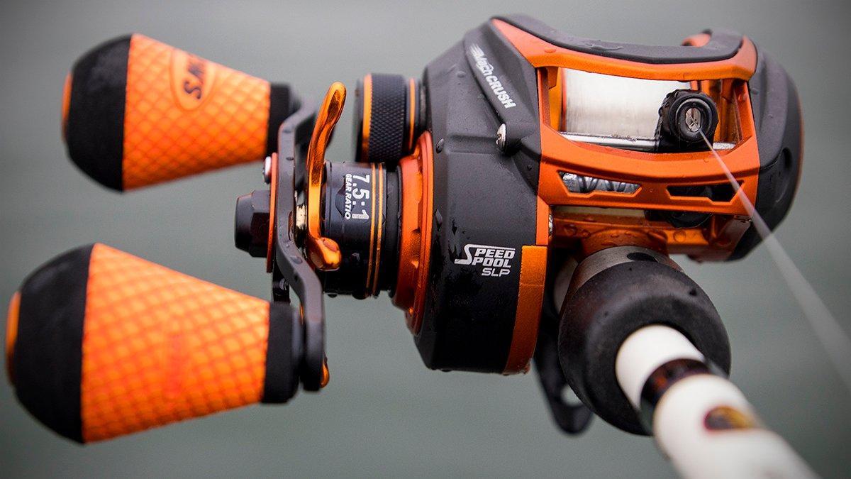 lews orange and white baitcaster